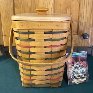 Longaberger 1998 Woven Tradition Large Peg 11142 Basket W/Lid, Protector